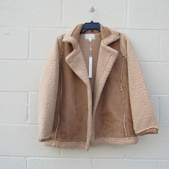 Caslon Faux Shearling Jacket Brown Saddle Color - Picture 2 of 7